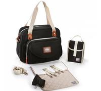 BEABA, Sac à langer Genéve II, Modulable, Grande contenance, Rangements multiples, Pochette avant amovible, Noir