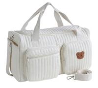 Sac à Langer Matelassé Brodé - Grand Sac Maternité Bébé Hôpital &W nd | Bandoulière Réglable, Multi-poches - Léger, Doux et Grande Capacité - Idée Cadeau Naissance(Un Ours)