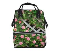Sac à langer multifonction avec imprimé de tournesol et clôture de vigne, sac à dos à langer pour maman, papa, sac à dos à langer étanche, Clôture florale de printemps, One Size, Sac à dos tyrolien