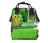 Sac à langer multifonction avec imprimé de tournesol et clôture de vigne, sac à dos à langer pour maman, papa, sac à dos à langer étanche, Clôture de vigne et tournesol, One Size, Sac à dos tyrolien