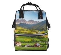Sac à langer multifonction avec imprimé de tournesol et clôture de vigne, sac à dos à langer pour maman, papa, sac à dos à langer étanche, Village Scenic, One Size, Sac à dos tyrolien