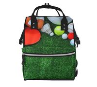 Sac à langer multifonction avec imprimé de tournesol et clôture de vigne, sac à dos à langer pour maman, papa, sac à dos à langer étanche, Balles de sport sur gazon, One Size, Sac à dos tyrolien