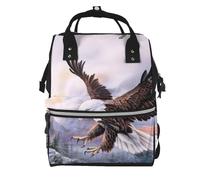 Sac à langer noir et blanc imprimé sac à dos sac à dos bébé sacs à langer pour maman papa, sac à dos à langer imperméable sac de voyage multifonctionnel, Aigle chauve, One Size, Sac à dos tyrolien