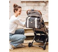 Béaba Sac à langer Paris 16L Gris chiné – 10 poches, pochette isotherme, tapis à langer amovible