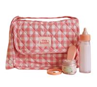 Sac À Langer Pour Poupée Avec Accessoires Vichy Rose, Blanc TU