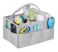 Sac à langer Relaxdays - sac à langer en feutre - organisateur de couches - séparateurs amovibles - Gris clair