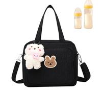 Sac à langer, sac à langer à bandoulière, grand panier de rangement pour crèche, sac à main portable pour maman, fabriqué en tissu de coton, ce sac à langer est facile à nettoyer, noir, Consulte la