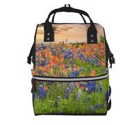 Sac à langer Tower Paris imprimé sac à dos à langer sacs à langer pour maman papa, sac à dos à langer imperméable sac à dos multifonction sac de voyage, Texas Bluebonnets Paysage, One Size, Sac à dos