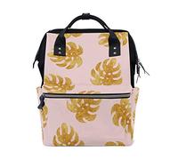 Sac à langer WowPrint - Sac à dos de voyage multifonction avec feuilles dorées et tropicales - Grande capacité