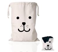 Sac à Linge 50×60cm, rangement sales/mouillés, pliable, pour maillots, jouets, coton/lin, Pince Multi-usages pour Gants de Travail (Ourse)