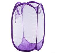 Sac à linge en polyester robuste, peut accueillir une charge complète, poche latérale pour les fournitures, instructions de pliage faciles à suivre (violet)