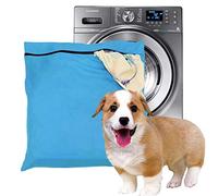 Sac à linge pour animaux de compagnie, filtres bleus, sac de lavage pour machine à laver avec fermeture éclair YKK pour literie, couvertures, serviettes (bleu, L)