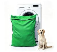 Sac à linge pour animaux de compagnie - Sac à linge robuste avec fermeture éclair YKK | Attrape les poils de chien et de chat | Empêche les bouchons de machine à laver | Grande capacité (vert, L)