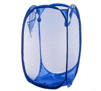 Sac à linge robuste en polyester, peut accueillir une charge complète, poche latérale pour les fournitures, instructions de pliage faciles à suivre (bleu foncé)