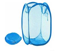 Sac à linge robuste en polyester, peut accueillir une charge complète, poche latérale pour les fournitures, instructions de pliage faciles à suivre (bleu clair)