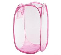 Sac à linge robuste en polyester, peut accueillir une charge complète, poche latérale pour les fournitures, instructions de pliage faciles à suivre (rose)