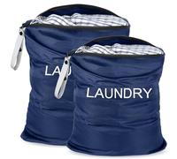 Sac à Linge Sale,Nylon Imperméable Sac Lot de 2 Pliables Sac à Linge Sale de Voyage Wet Dry Bag Laundry Bag pour les Camps,Vacances,Hôtel,Stockage à La Maison(bleu marine)