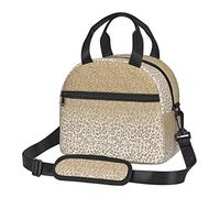 Sac à lunch à paillettes dorées et imprimé léopard, sac fourre-tout isotherme durable, sac isotherme réutilisable avec bandoulière