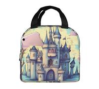 Sac à lunch Château de conte de fées pour femmes et hommes, grand sac isotherme élégant, boîte à lunch réutilisable pour le travail, les pique-niques et la randonnée, 21,6 cm (L) x 12,7 cm (l) x 20,