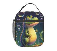Sac à lunch crocodile à bulles, boîte à lunch isotherme réutilisable pour femmes et hommes, petite glacière étanche et mignonne de grande capacité pour le travail, les pique-niques et le camping.