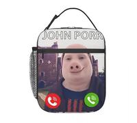 Sac à lunch isolant, John Pork appelle Accessoires de mèmes drôles Boîte à déjeuner Nouvelle arrivée Refroidisseur, Bento thermique pour l’école