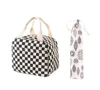 Sac À Lunch Isolé 1Pc Et Sac À Vaisselle 1Pc, Matériau en Velours Côtelé, Conception Imperméable Et Isolante Thermique, Sac De Rangement Portable, Sac À Lunch Pique-Nique en Déplacement.