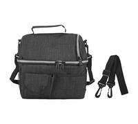 Sac à lunch isolé Oxford Tissu de grande capacité Bagure de pique-nique à double couche fuite pour école de travail en plein air (Noir)