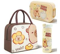 Sac à Lunch Isotherme Capybara Et Animés Bento Lunch Box Bouteille d'Eau Mignonne Capybara,Animaux De Dessins Animés Lunch Box,Tout Glacière à Déjeuner Réutilisable Lunch Bag Pour École (Capybara-A)