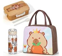 Sac à Lunch Isotherme Capybara Et Animés Bento Lunch Box Bouteille d'Eau Mignonne Capybara,Animaux De Dessins Animés Lunch Box,Tout Glacière à Déjeuner Réutilisable Lunch Bag (Capybara à lunettes)