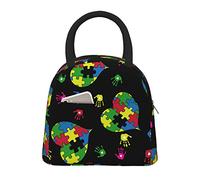 Sac à lunch isotherme de grande capacité pour femmes, hommes, garçons, filles, autisme, boîte à lunch portable, sac fourre-tout à déjeuner réutilisable pour travail, école, pique-nique, voyage