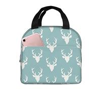 Sac à lunch isotherme pour femmes garçons filles vert mignon décor cerf portable boîte à lunch avec poche réutilisable déjeuner sac fourre-tout pour travail école pique-nique voyage