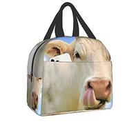 Sac à lunch mignon ferme drôle sac fourre-tout à vache charolaise boîtes à lunch sac isotherme réutilisable sac de repas thermique résistant à l'eau sac à collation