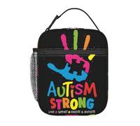 Sac à lunch portable isotherme de grande capacité pour personnes atteintes d'autisme, avec fermeture éclair et poche extérieure en filet
