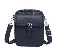 Sac à main à bandoulière avec fermeture éclair sécurisée avec sangle réglable pour femme en similicuir - Mini style rétro - Carte intermédiaire cachée, bleu marine, Taille unique