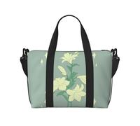 Sac à main à bandoulière avec imprimé lys blancs de dessin animé, confortable, léger et imperméable, adapté pour les voyages et une utilisation quotidienne.