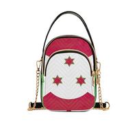 Sac à main à bandoulière avec motif drapeau du Burundi pour femme, sac à main avec chaîne, imprimé floral, fermeture éclair, cartable, 15 cm × 21,1 cm × 7,9 cm