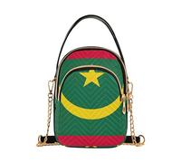 Sac à main à bandoulière avec motif drapeau national de la Mauritanie pour femme avec sangle en chaîne matelassée, porte-monnaie, sac à main mignon à fermeture éclair, sac à main pour femme