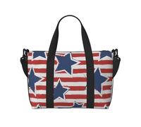 Sac à main à bandoulière décontracté avec fermeture éclair et drapeau à rayures et étoiles rouges et blanches pour week-end et salle de sport shopping, Noir , Taille unique, Sac de voyage