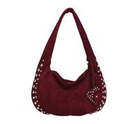 Sac à main à bandoulière élégant pour femme, sac à main tendance et souple clouté pour le travail, le shopping et une utilisation quotidienne, sac à main en cuir synthétique, Rouge, One Size