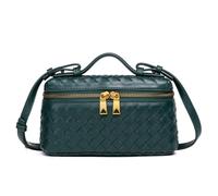 Sac à main à bandoulière en cuir synthétique texturé fait à la main avec fermeture éclair dorée, design rétro texturé à trois usages, pour les trajets quotidiens, les fêtes, le shopping, Vert, 20*7