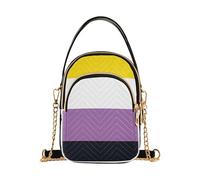 Sac à main à bandoulière, fierté non binaire, drapeau communautaire, symbole LGBT, chaîne matelassée, portefeuille pour téléphone portable, sac à main mignon à fermeture éclair, sac à main pour femme