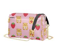Sac à main à bandoulière léger avec chaîne et capacité de 2,5 l pour cartes | Mini sac à bandoulière robuste cousu pour le quotidien, le shopping en ville, mignon cochon d'Inde avec fraise