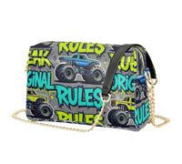 Sac à main à bandoulière léger avec chaîne et capacité de 2,5 l pour cartes | Sac à bandoulière robuste cousu en cuir PU pour voyage et tourisme Motif monstres cool