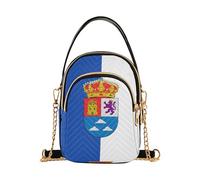 Sac à main à bandoulière matelassé pour femme - Portefeuille pour téléphone portable - Élégant sac à bandoulière avec fermeture éclair - Motif drapeau de la province de Las Palmas