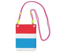 Sac à main à bandoulière noir avec imprimé drapeau du Luxembourg, parfait pour les déplacements, le shopping et les activités de plein air, Fuchusia, One Size