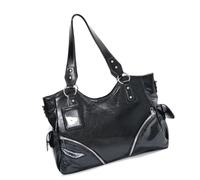 Sac à main à bandoulière noir de grande capacité avec aspect PU doux, poches latérales et doubles poignées pour la journée de travail et les sorties décontractées, grand sac à main fourre-tout noir