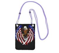 Sac à main à bandoulière noir - Drapeau des États-Unis - Imprimé aigle patriotique - Sac pour téléphone portable, parfait pour le shopping et les activités de plein air, violet, taille unique