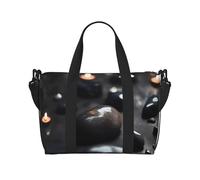 Sac à main à bandoulière noir, motif cœur mystérieux, sac de voyage confortable, léger et imperméable, adapté pour les voyages et une utilisation quotidienne.