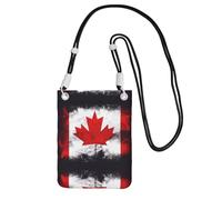 Sac à main à bandoulière noir - Sac à bandoulière imprimé drapeau canadien pour téléphone portable, parfait pour le shopping et les activités de plein air