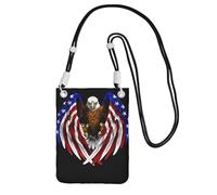 Sac à main à bandoulière noir - Sac à main pour téléphone portable avec imprimé aigle patriotique des États-Unis, parfait pour les déplacements, le shopping et les activités de plein air, noir, taille